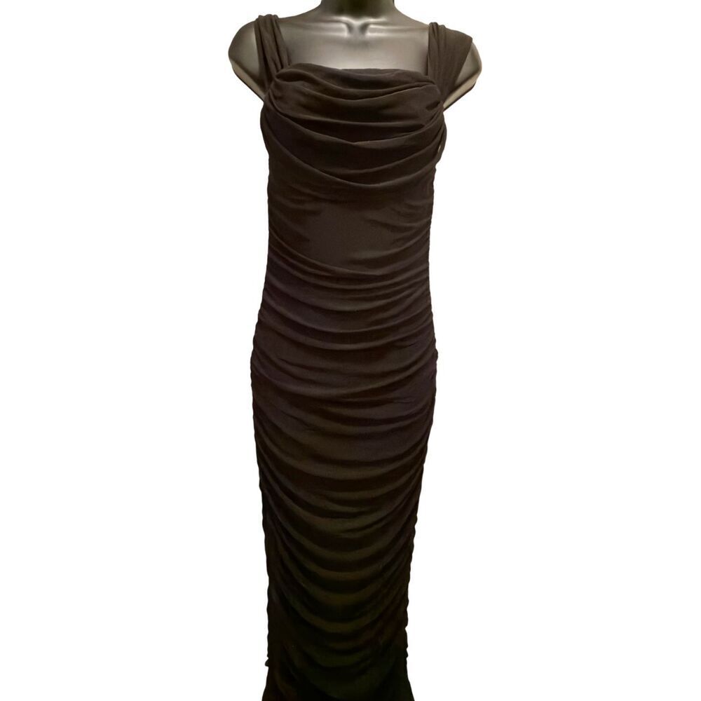 Pretty Garden Women's Sleeveless Draped Ruched Cocktail Dress Black Size S